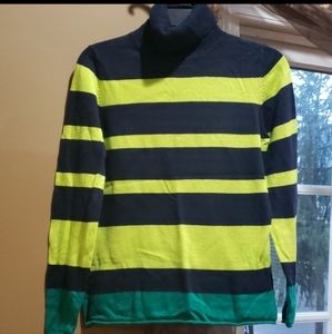 JCpenney Turtleneck lightweight sweater black yellow stripes medium